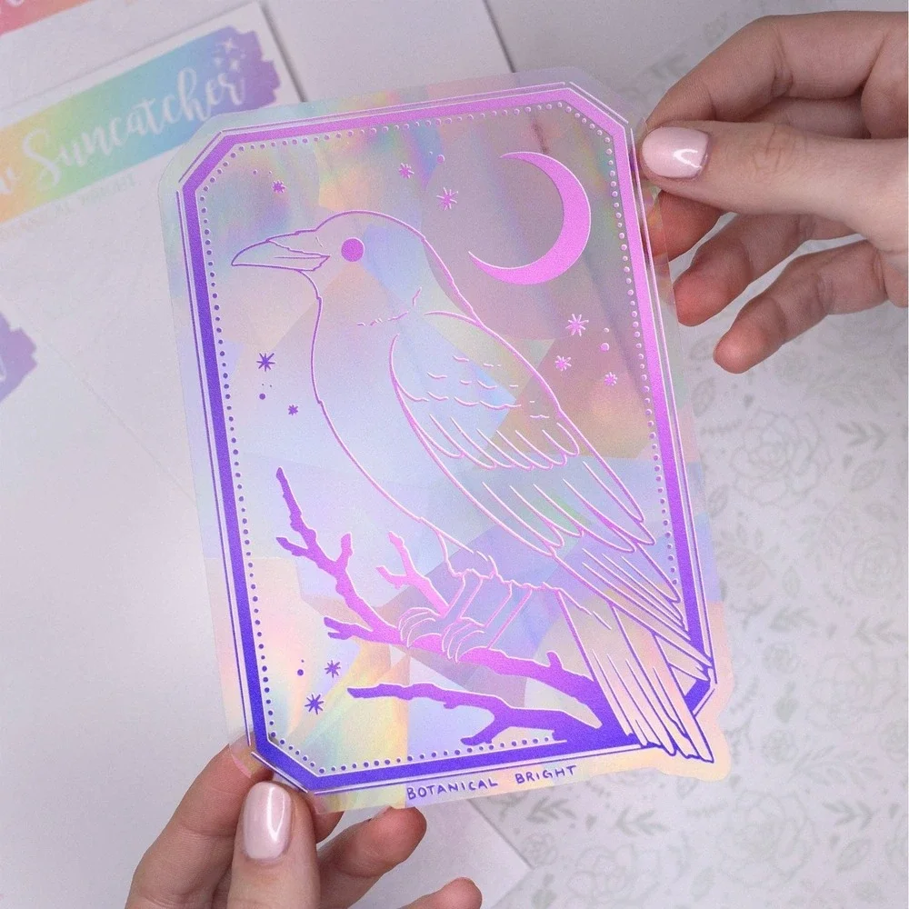 Raven Bird Sun‎ Catcher Rainbow Maker Window Sticker - Indoor Window Decal